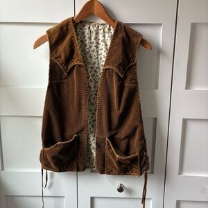 Vintage Pioneer Wear Brown Corduroy Women's Vest Festival Hippie Bohemian